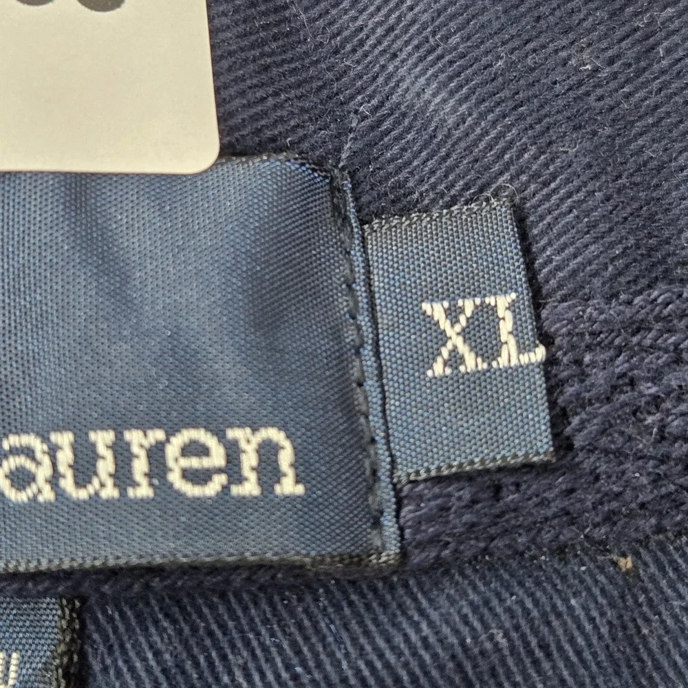 VINTAGE Polo Ralph Lauren Men Polo XL Navy‎ Bear Embroidery Plaid Blackwatch 90s